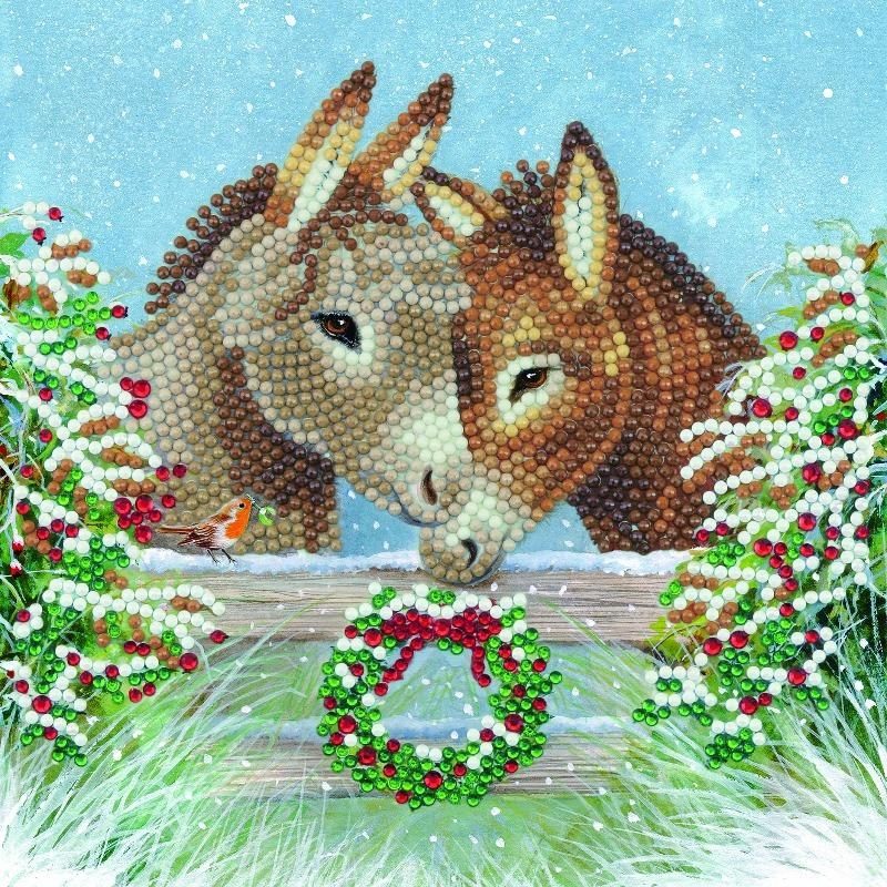 Donkey Love 18 x 18cm Crystal Art Card Kit