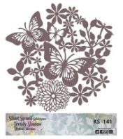 Butterfly & Flowers trendy Shadow Fabric Stencil (25x25)