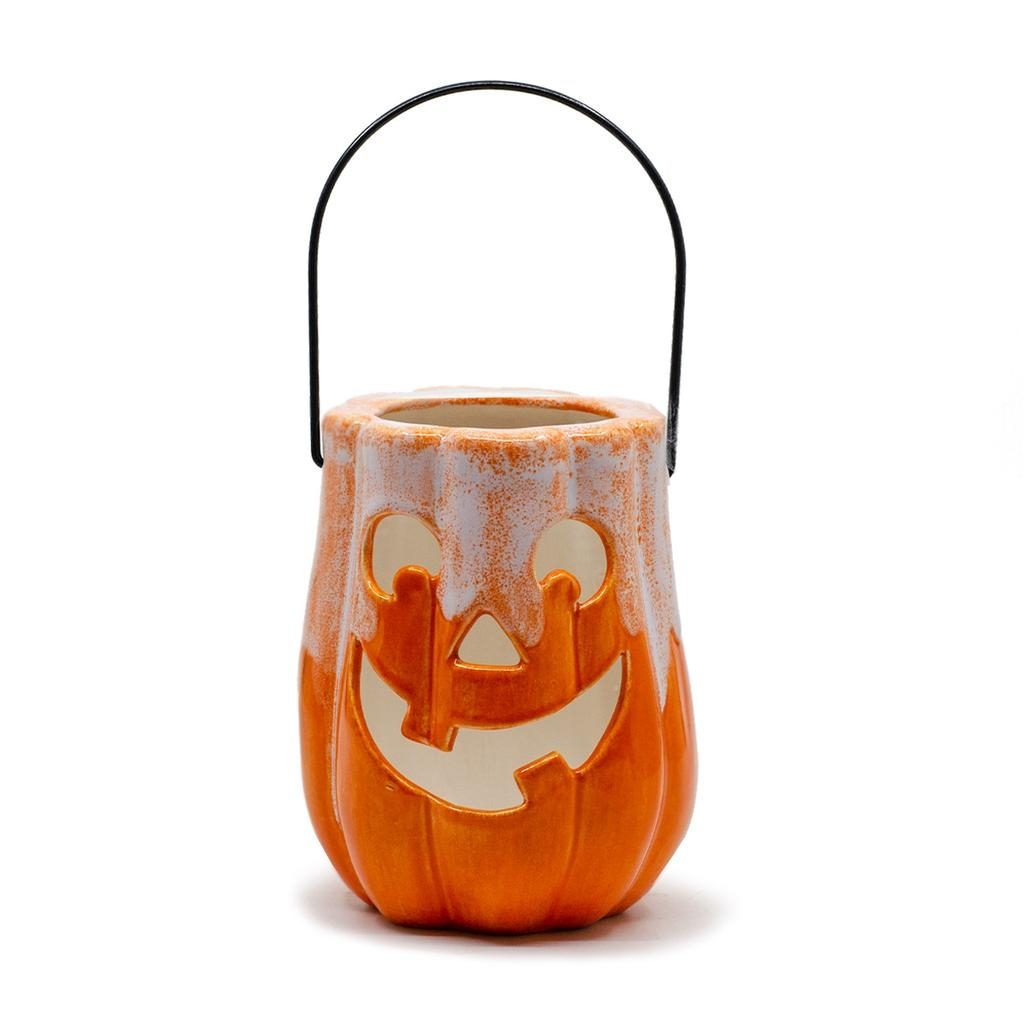 5410 Halloween Jack O Lantern with Handle- Painted PYOP Bisqueware