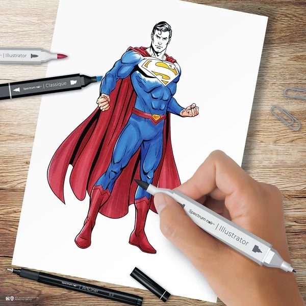 DC1-SUPM Superman Fan Art Like a Pro Kit Spectrum Noir Packaging Contents