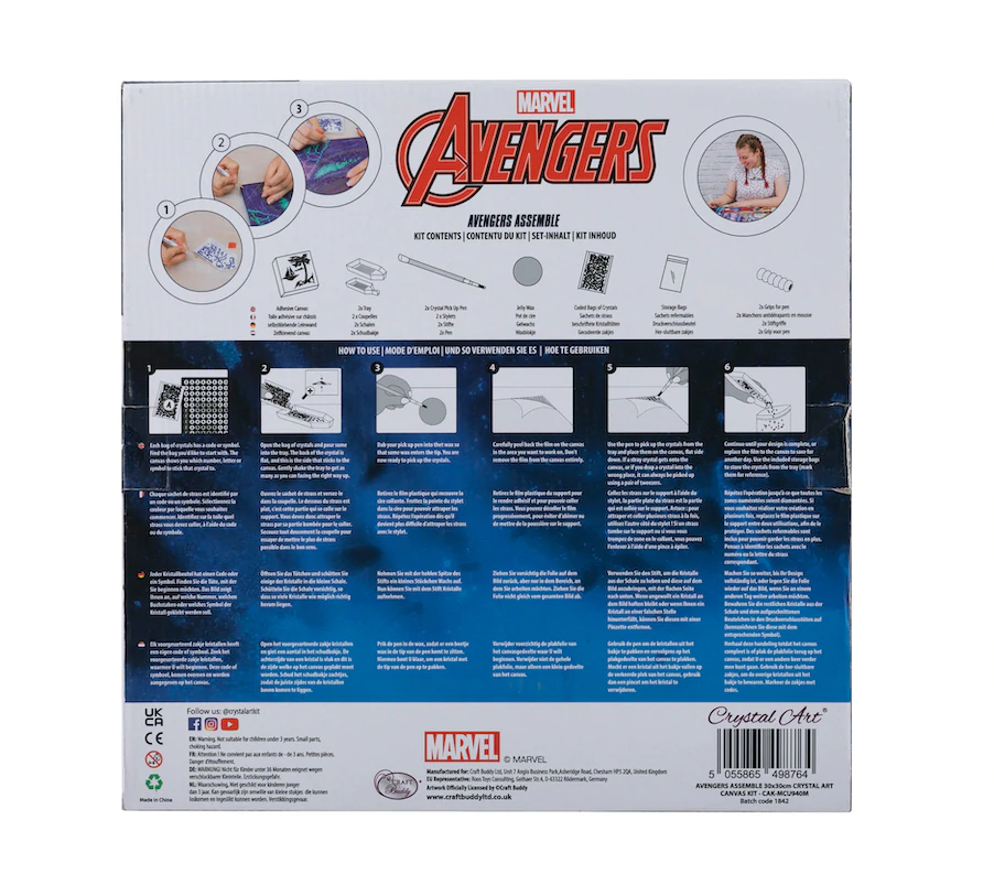 Avengers Assemble 30 x 30cm Marvel Crystal Art Canvas Kit