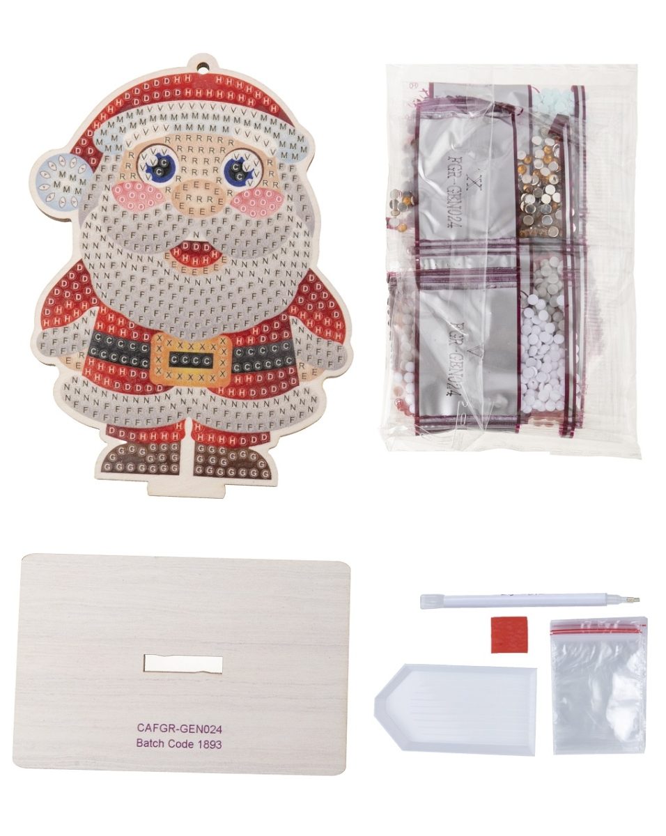 CAFGR-GEN024 Santa- Crystal Art Buddy Kit contents