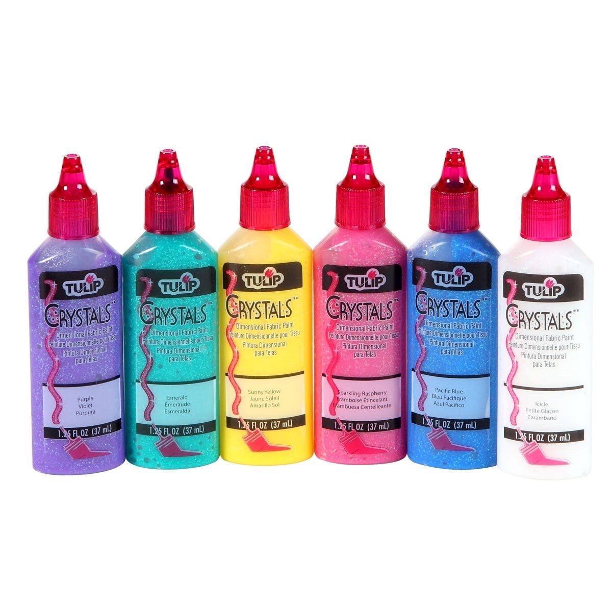 Dimensional Fabric Paint Tulip Crystals 6 Pack colours
