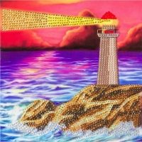Lighthouse - Crystal Art Card 18cm