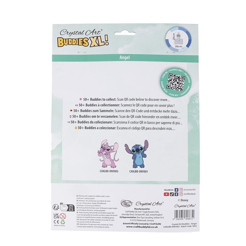 CAXLBD- DNY003 Angel - Crystal Art XL Buddy Kit back-packaging