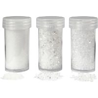 Artificial snow 1 Pack, 3 Tub, White Glitter, 35+35+8 g