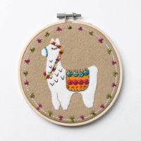 Llama Felt Applique Embroidery Hoop Kit