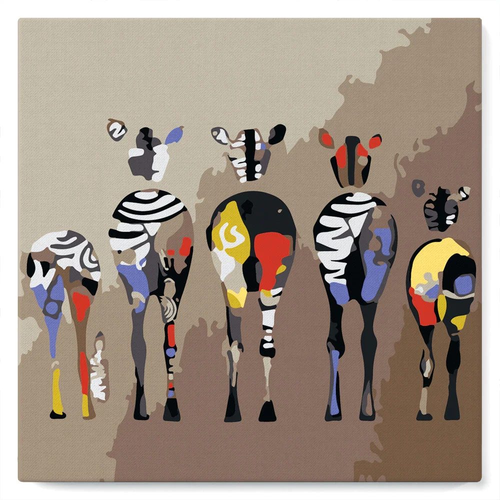 Zebras - Mini Paint By Numbers Art Canvas 20x20cm