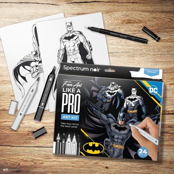 DC1-BATM Batman Fan Art Like a Pro Kit Spectrum Noir Packaging Contents