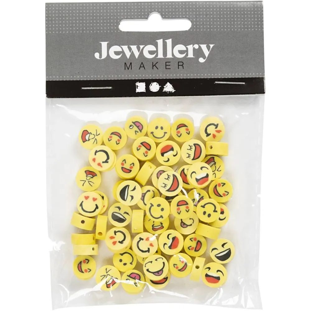 CH696090 Figure Beads for Jewellery, Smiley Faces, Packaging