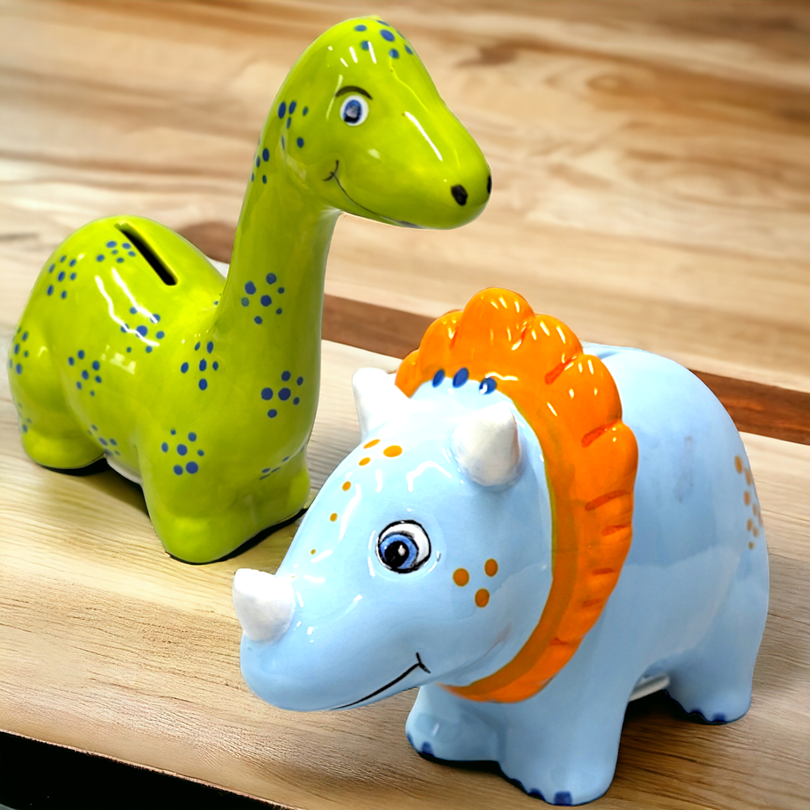 Triceratops Money Bank- Ceramic Blank Bisque Paint Your Own Pottery Shape