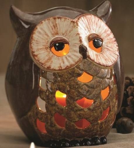 5143 Owl Lantern painted bisqueware