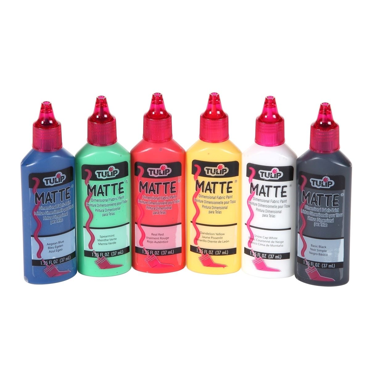 Dimensional Fabric Paints- Matte (6pk) Colour Shade Bottles
