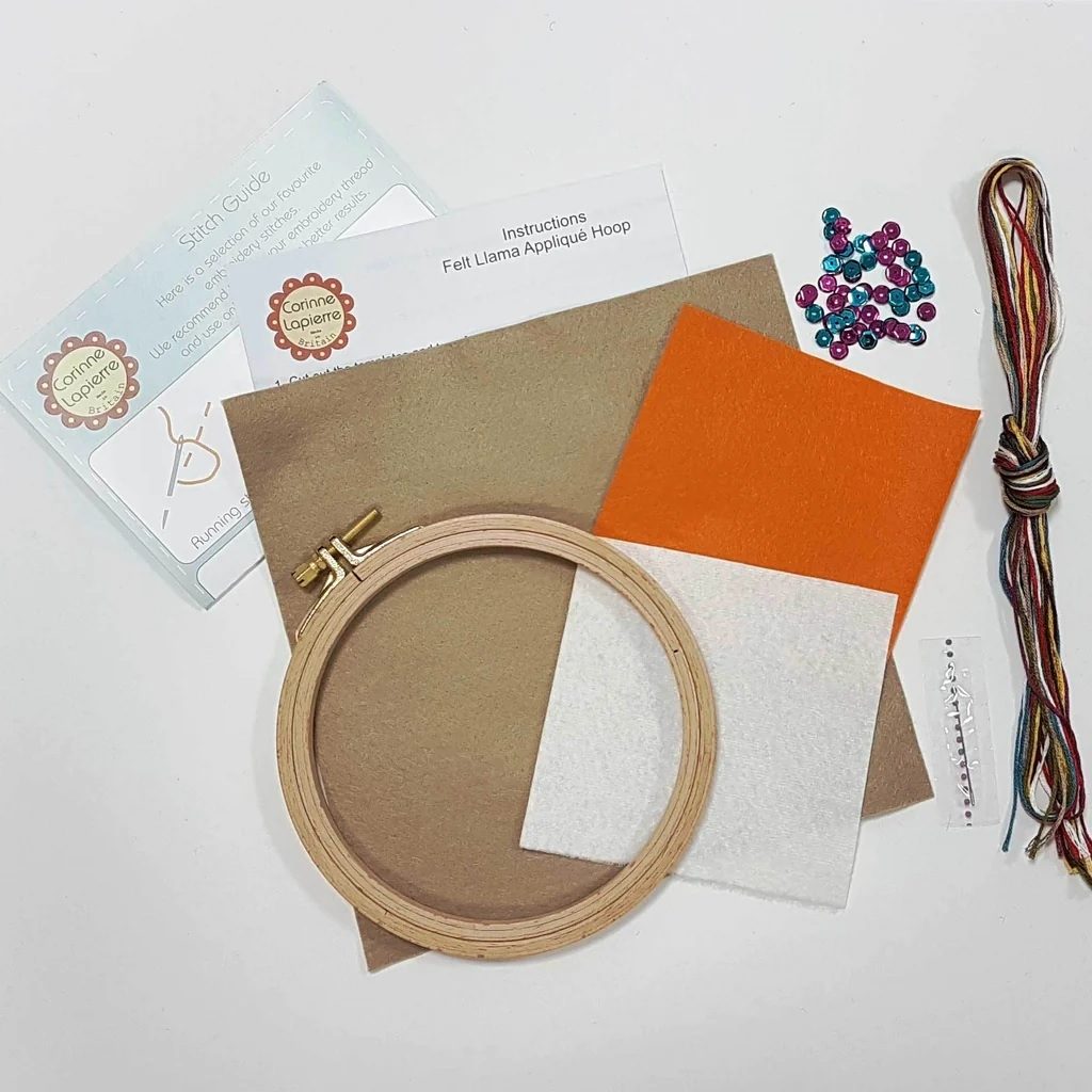 Llama Felt Applique Embroidery Hoop Kit