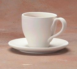 4037 Tapered Tea Cup & Saucer- plain bisqueware