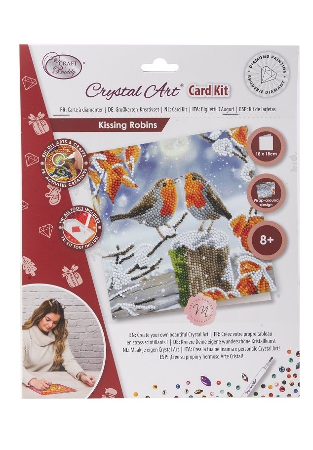 Kissing Robins- Crystal Art Card Kit 18cm