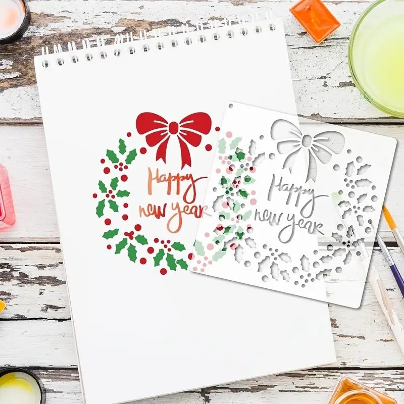 Merry Christmas Stencil 6in x 6in (16 Piece)