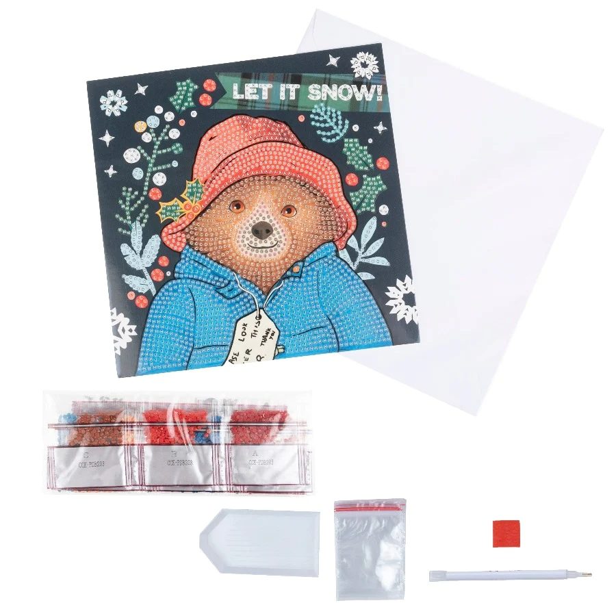CCK-PDB203-05 Let It Snow - Paddington Bear Crystal Art Kit contents