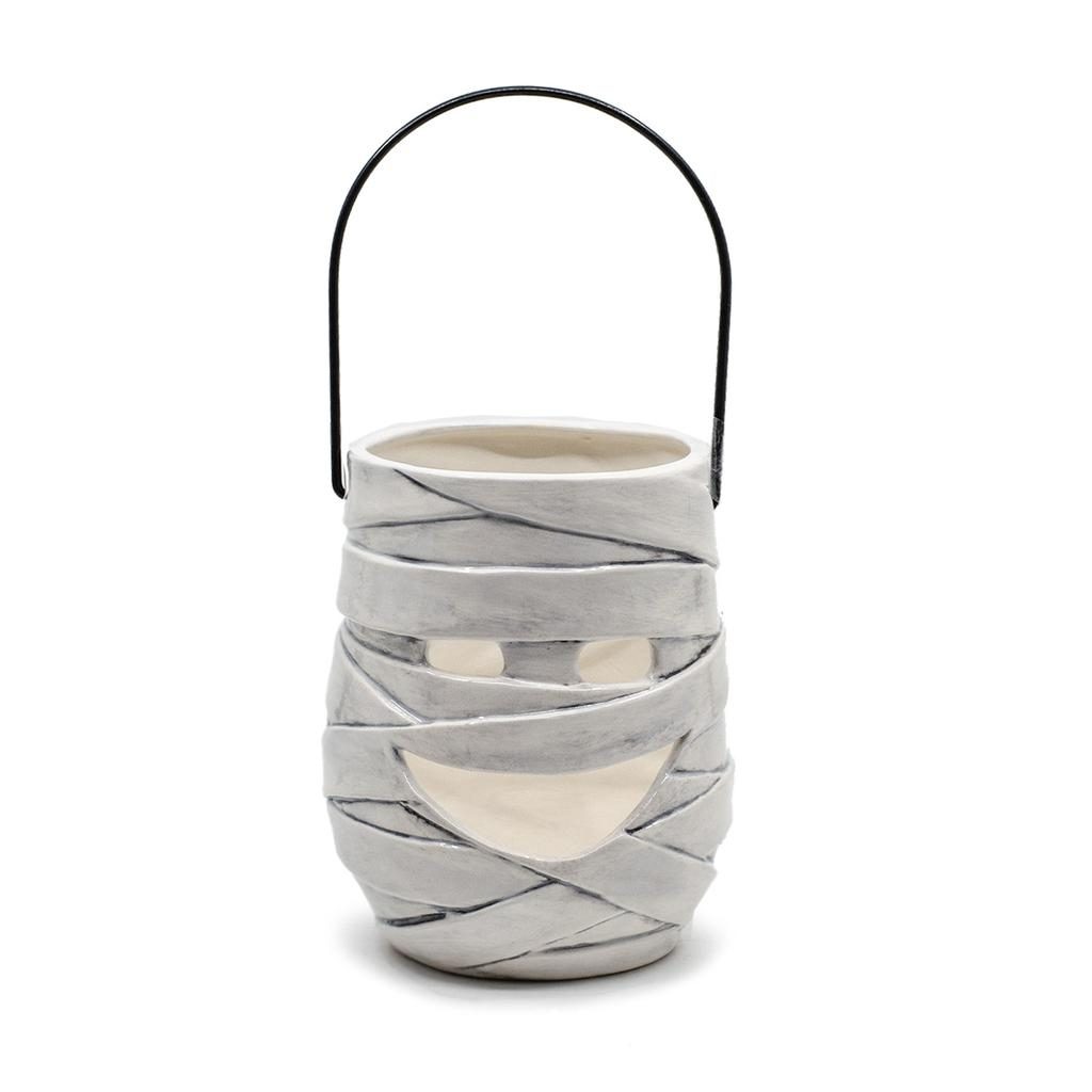 5409 Mummy Lantern wth Handle- Ceramic Painted Bisqueware