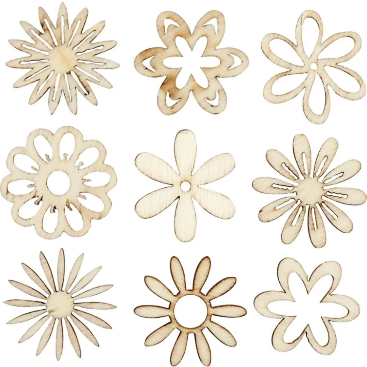 CH52376 Wooden Flower Shapes Stencils Decorations for Crafts