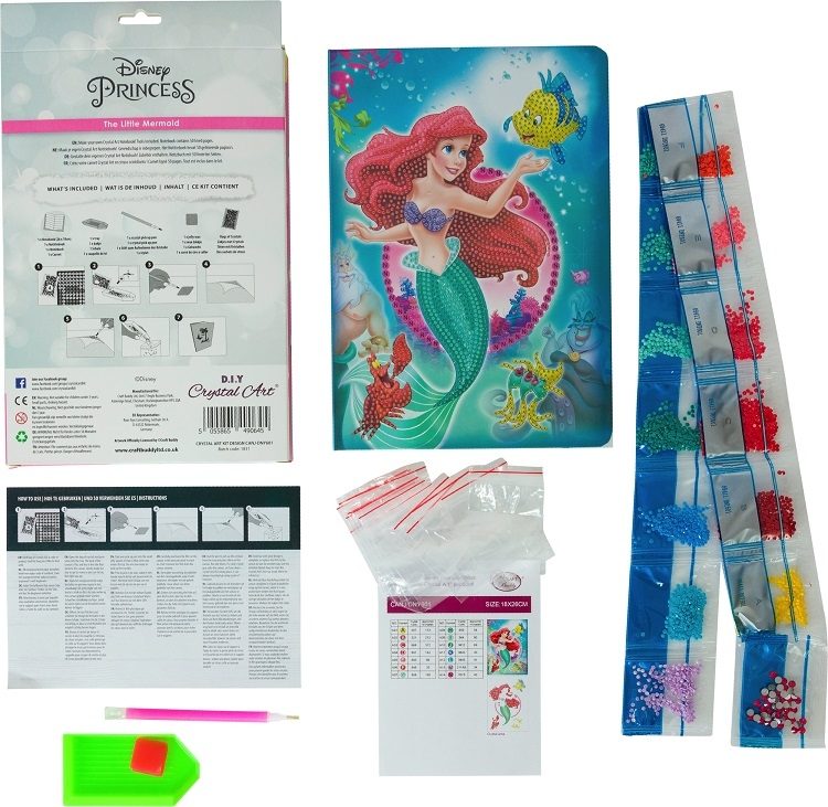 CANJ-DNY601 The Little Mermaid Disney Crystal Art Notebook Kit(contents)