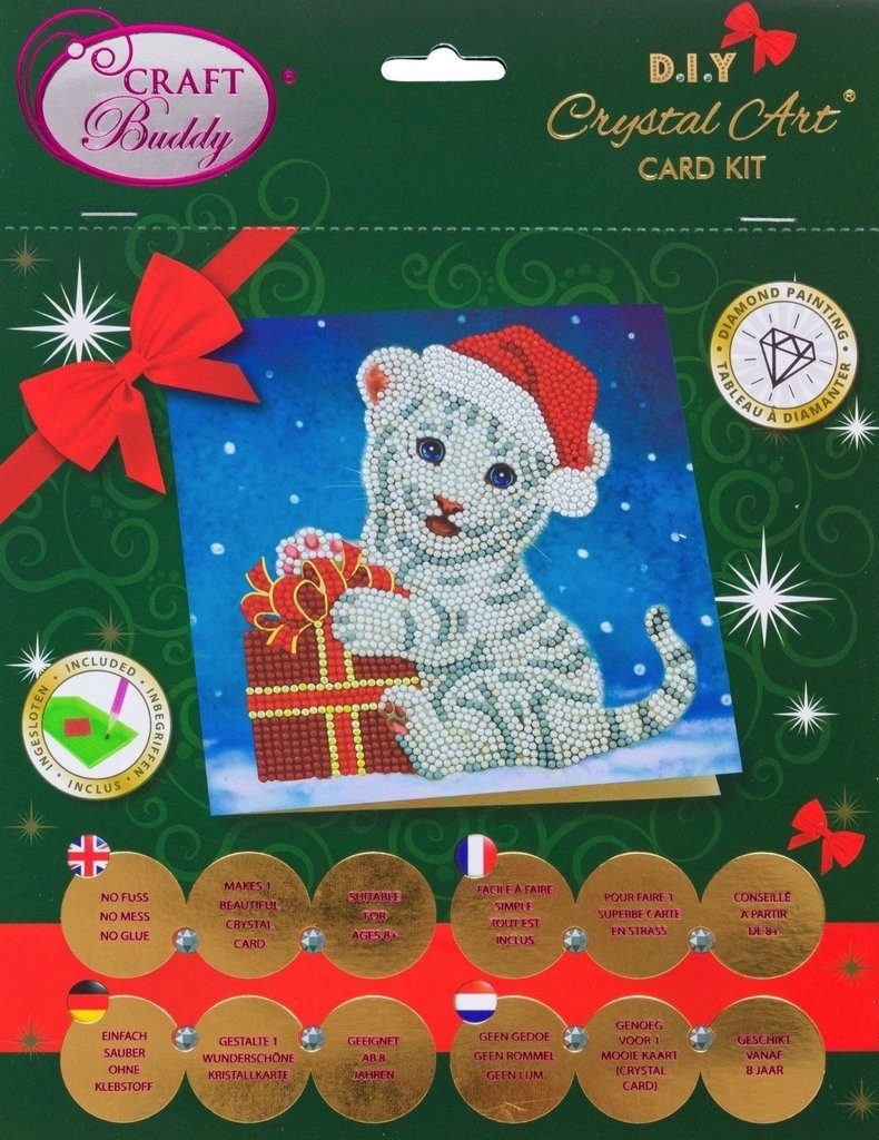 CCK-XM57 Christmas White Tiger - Crystal Art Card packaging