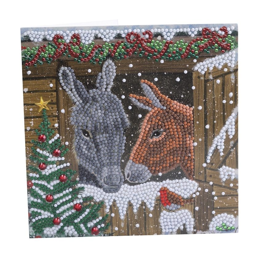 CCK-XM137 Winter Donkeys- Crystal Art Card Craft Kit front view