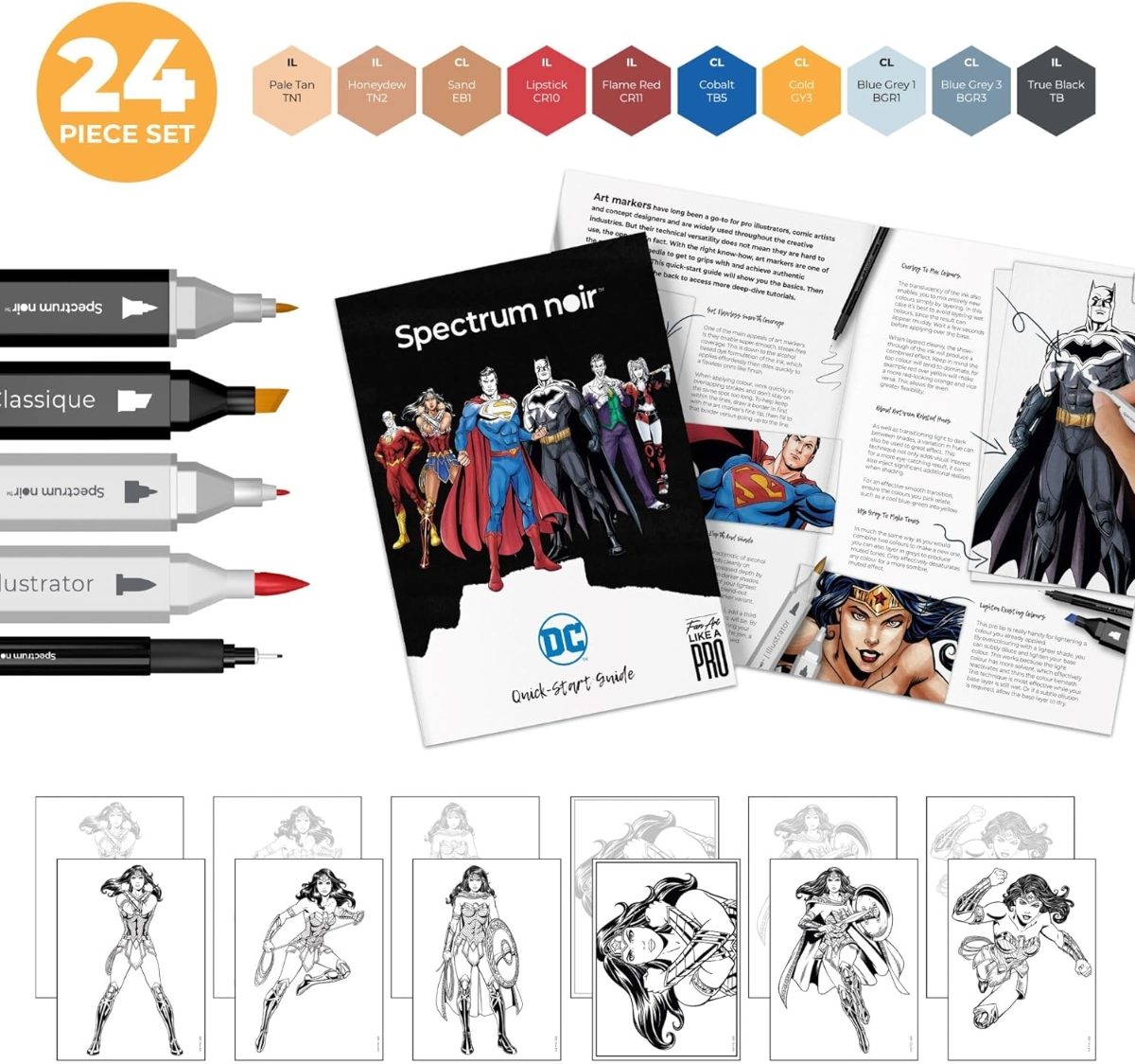 Wonder Woman- Spectrum Noir Fan Art Like a Pro Kit 24pc