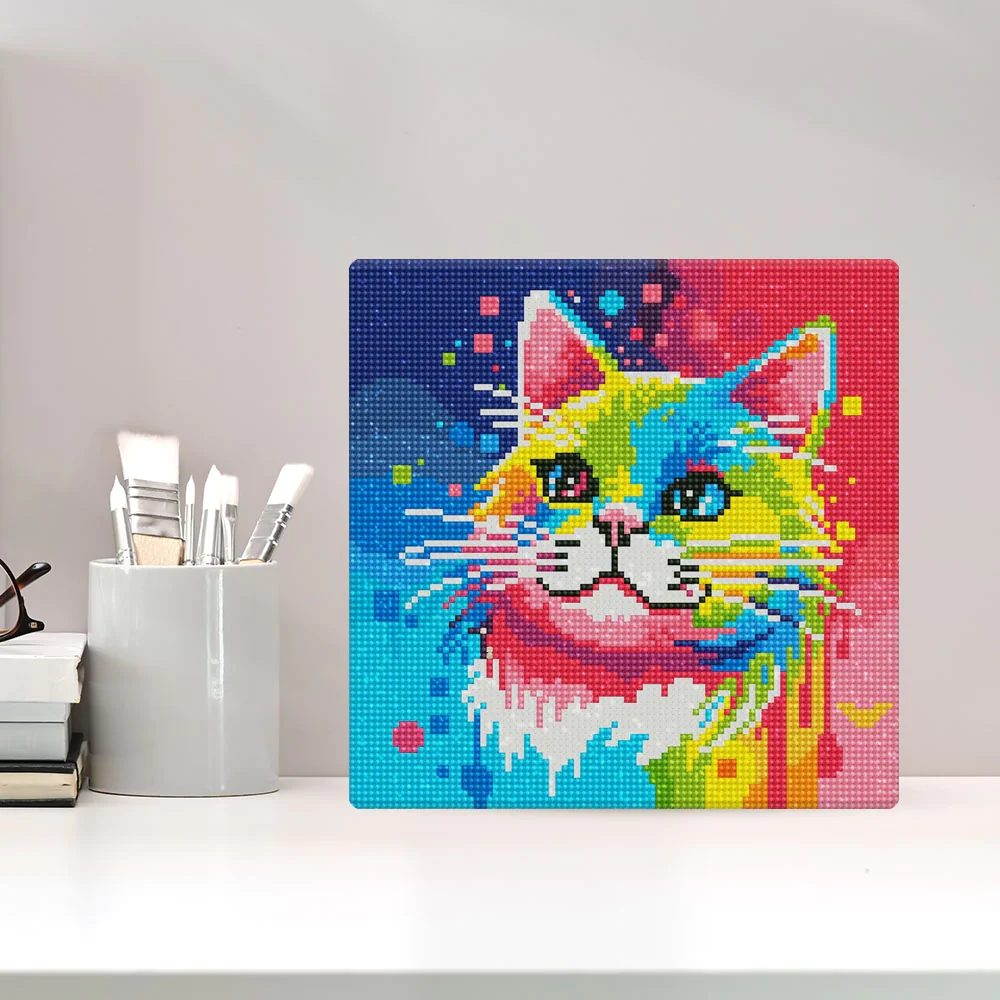 Cat Abstract Pop Art - Mini Diamond Painting 25 x 25 cm