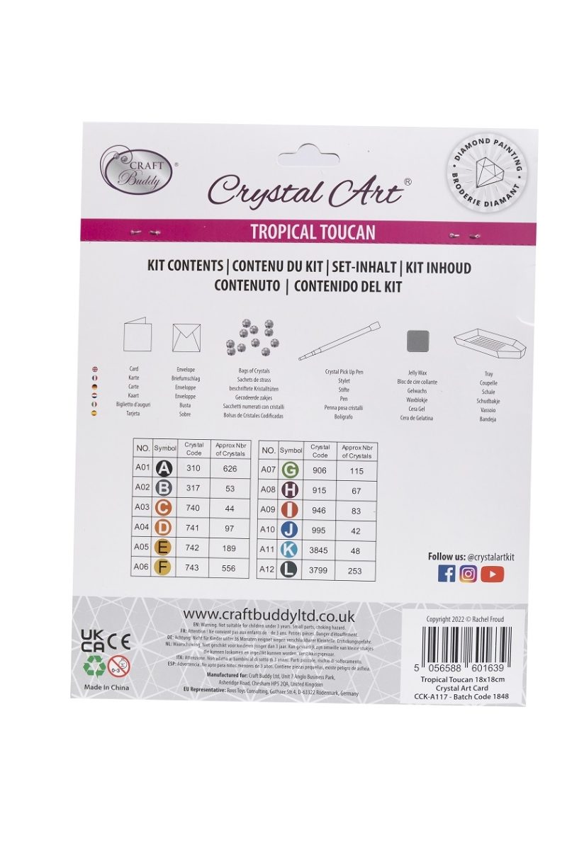 Toucan- Crystal Art Card Kit 18x18cm