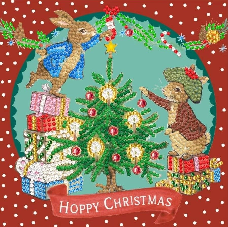 CCK-PRBT11 Hoppy Christmas Crystal Art Card Kit Peter Rabbit